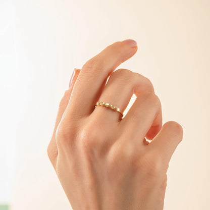 Dainty Heart Band Ring in 14K Solid Gold, Minimal Stackable Ring, Love Motif Jewelry