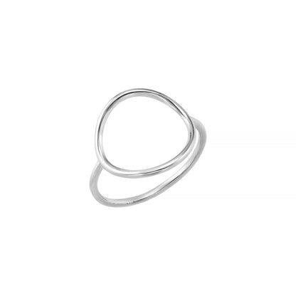 Open Circle Ring, 14K Solid Gold Geometric Band, Minimalist Dainty Stackable