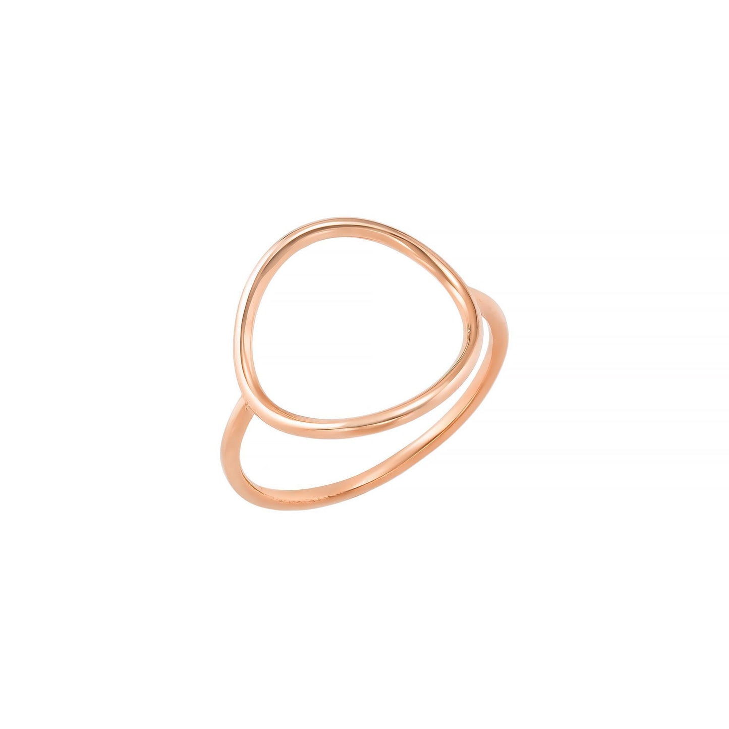 Open Circle Ring, 14K Solid Gold Geometric Band, Minimalist Dainty Stackable