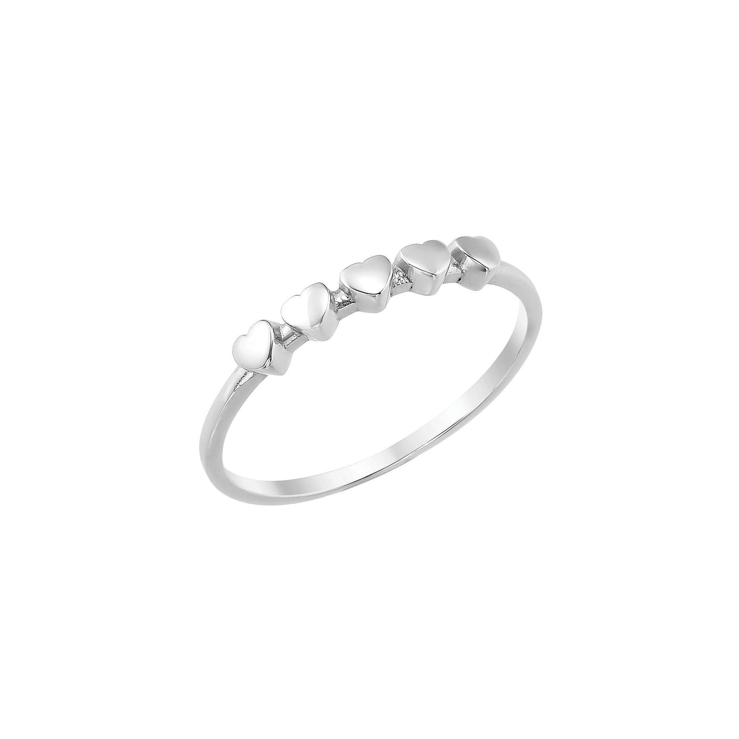 Dainty Heart Band Ring in 14K Solid Gold, Minimal Stackable Ring, Love Motif Jewelry