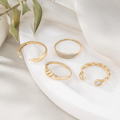 Open Cuff Ring, Minimalist Claw Band in 14K Solid Gold, Stackable Layering Style