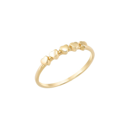 Dainty Heart Band Ring in 14K Solid Gold, Minimal Stackable Ring, Love Motif Jewelry