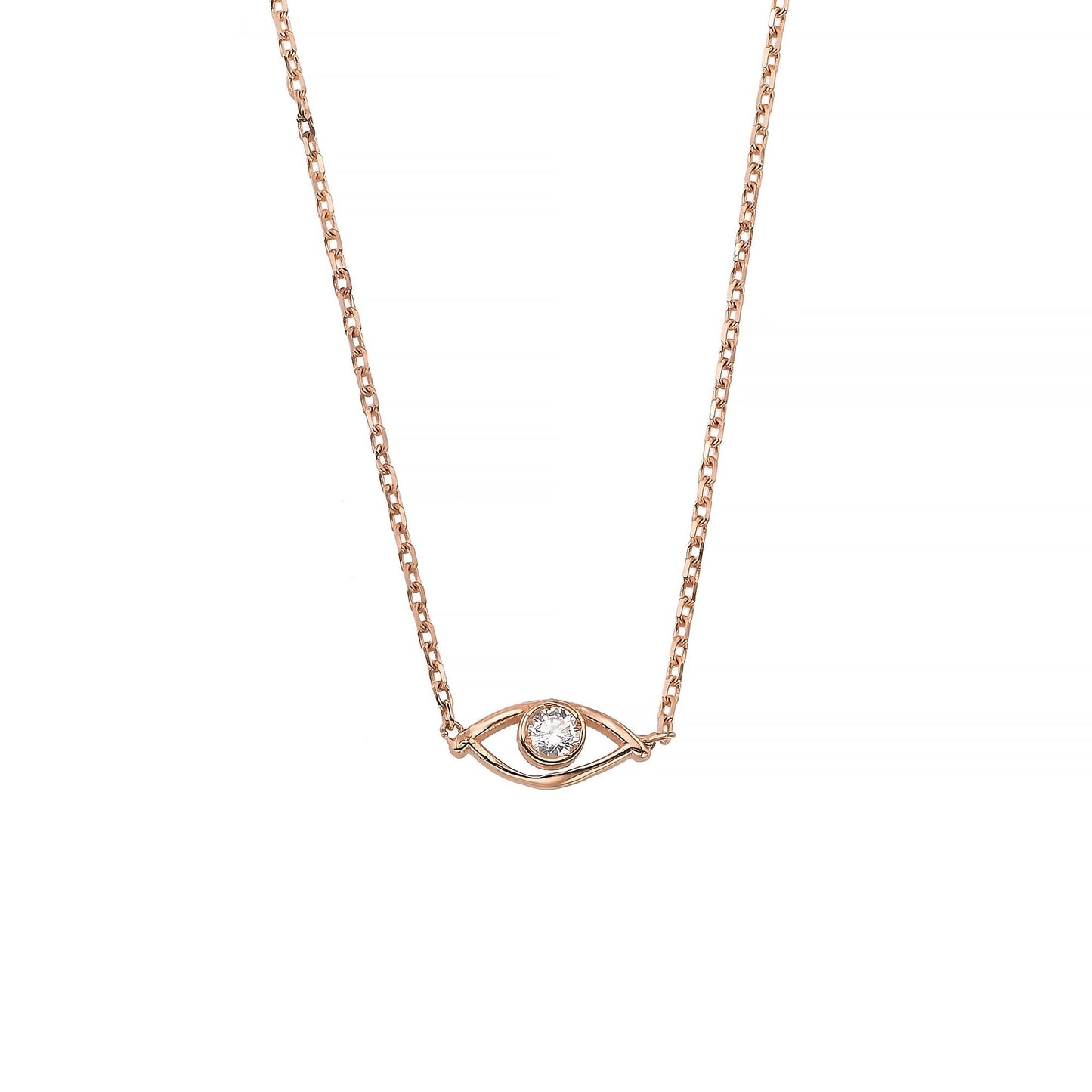 A delicate gold necklace with a pendant featuring a single diamond.