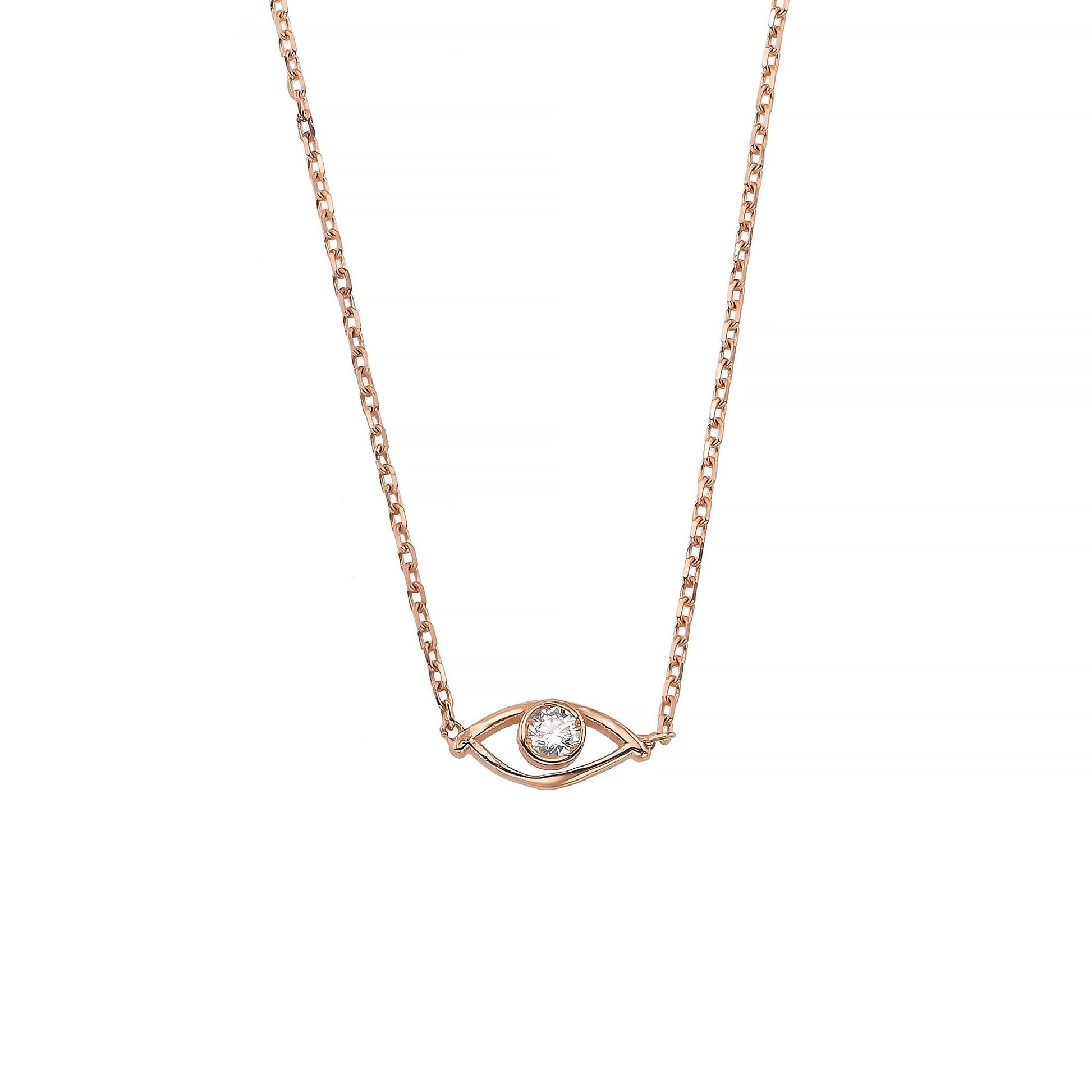 A delicate gold necklace with a pendant featuring a single diamond.