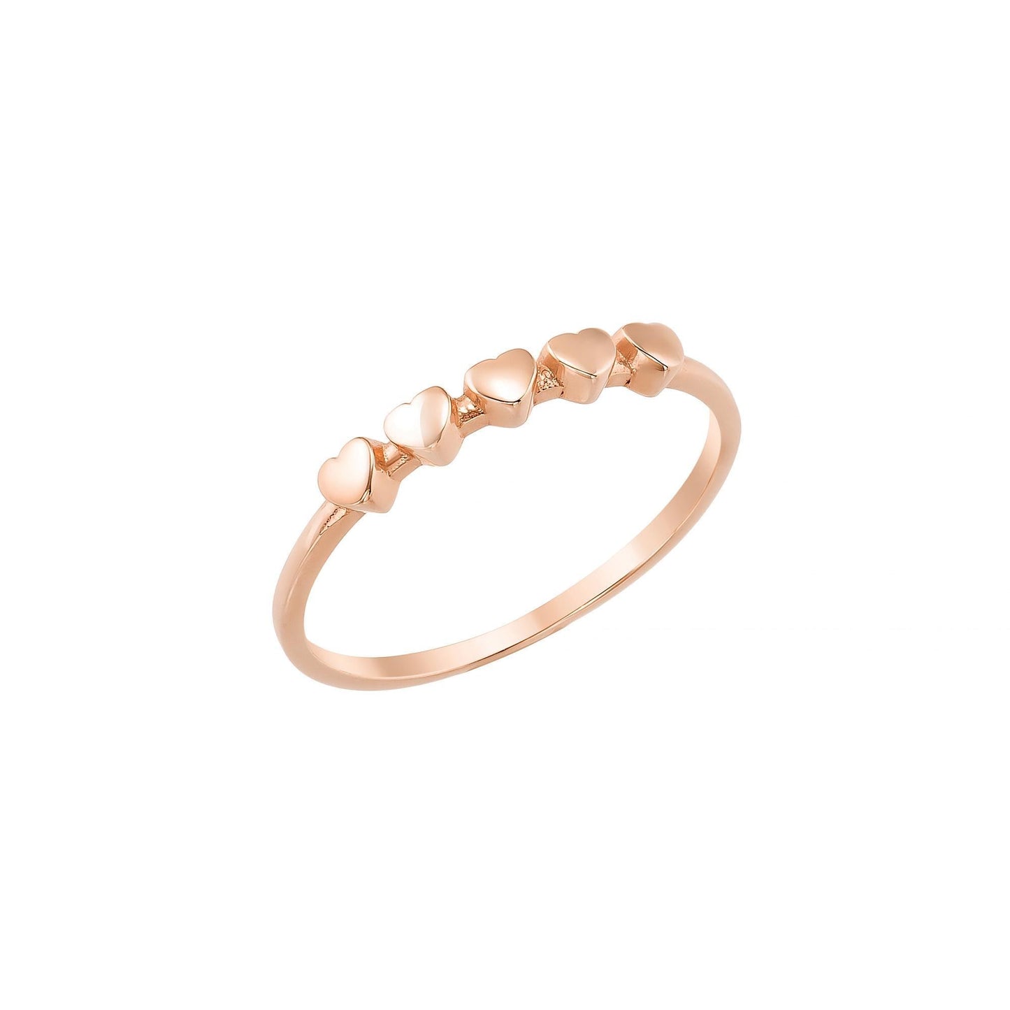 Dainty Heart Band Ring in 14K Solid Gold, Minimal Stackable Ring, Love Motif Jewelry