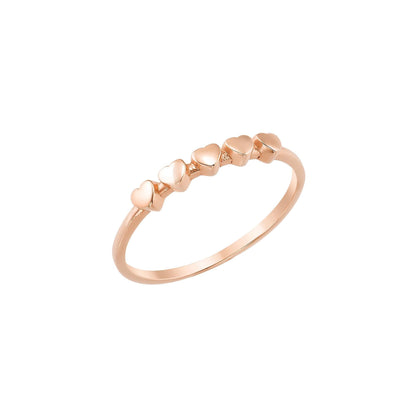 Dainty Heart Band Ring in 14K Solid Gold, Minimal Stackable Ring, Love Motif Jewelry