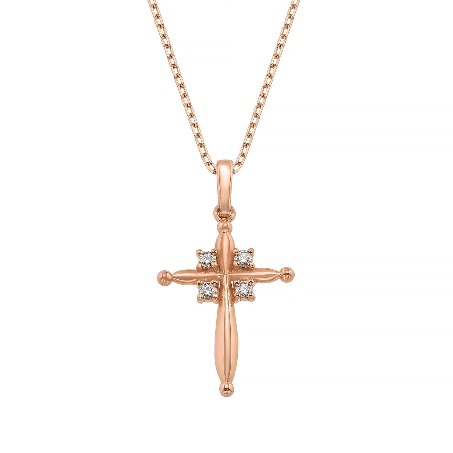 14K Solid Gold Puffy Cross Pendant, Minimalist Layering Necklace, Faith Jewelry