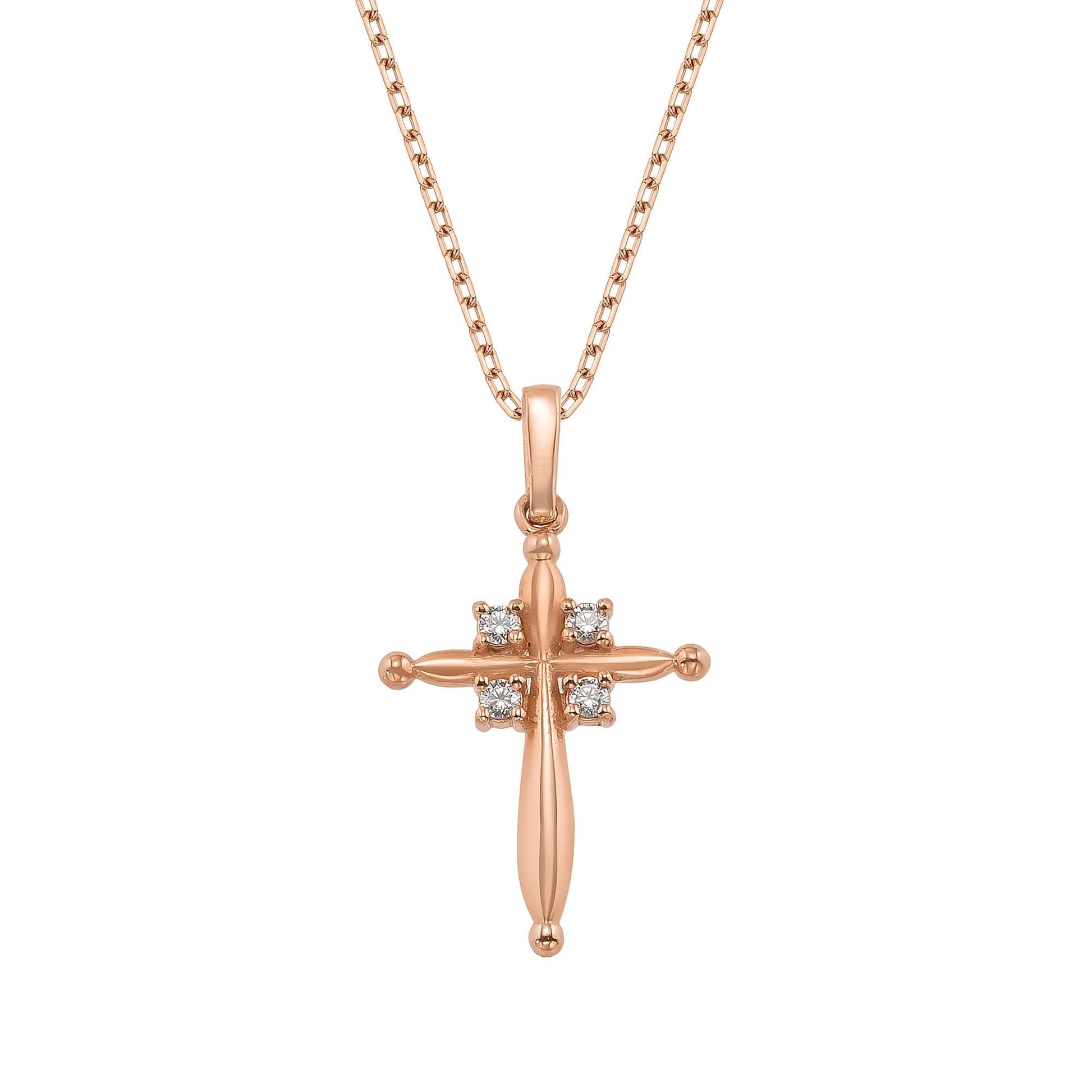 14K Solid Gold Puffy Cross Pendant, Minimalist Layering Necklace, Faith Jewelry