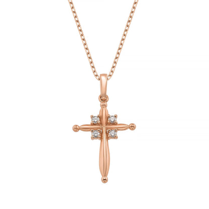 14K Solid Gold Puffy Cross Pendant, Minimalist Layering Necklace, Faith Jewelry