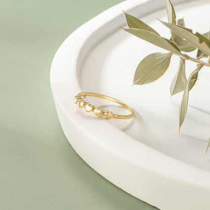 Dainty Heart Band Ring in 14K Solid Gold, Minimal Stackable Ring, Love Motif Jewelry