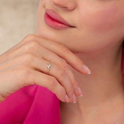 Dainty Cluster Solid Gold Ring