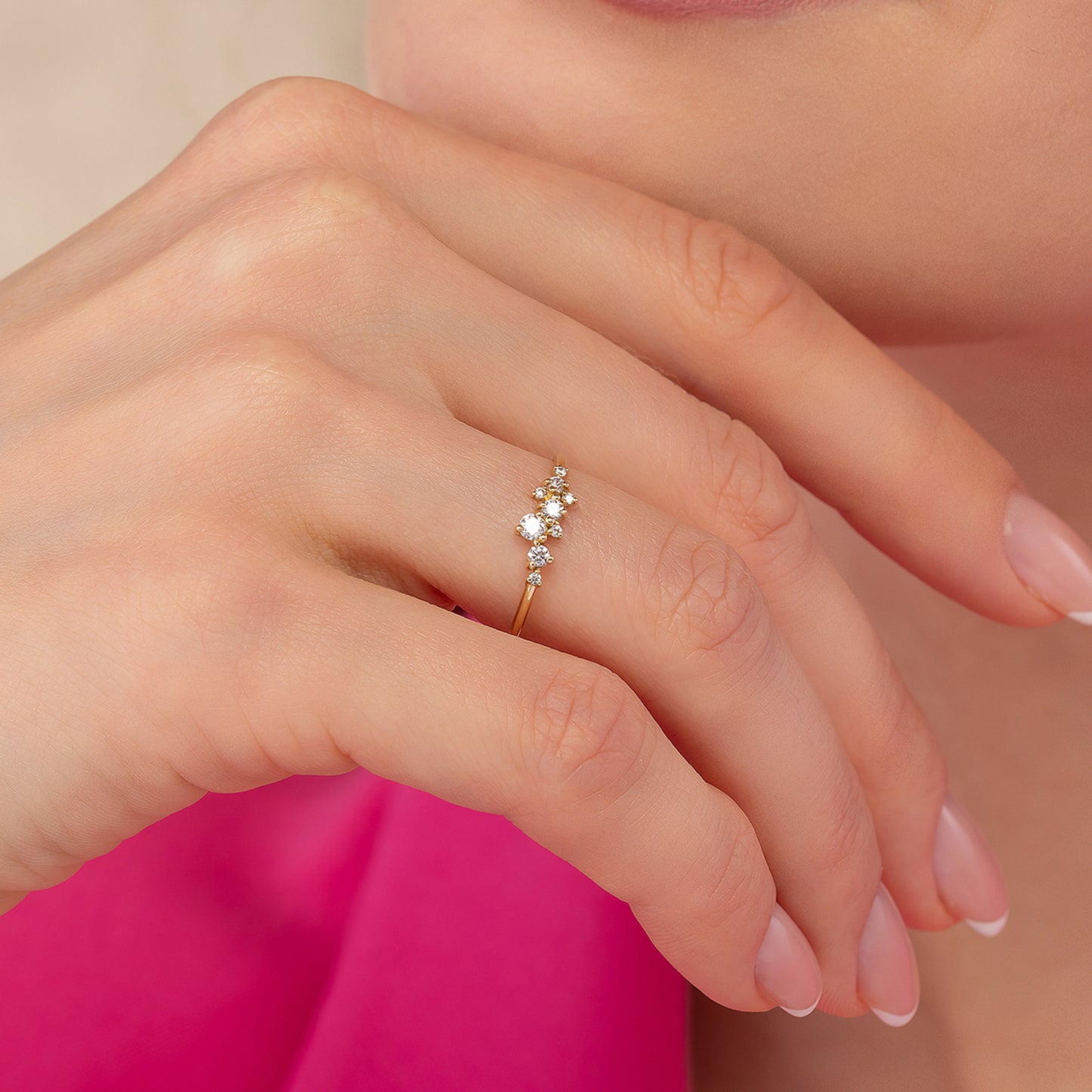 Dainty Cluster Solid Gold Ring