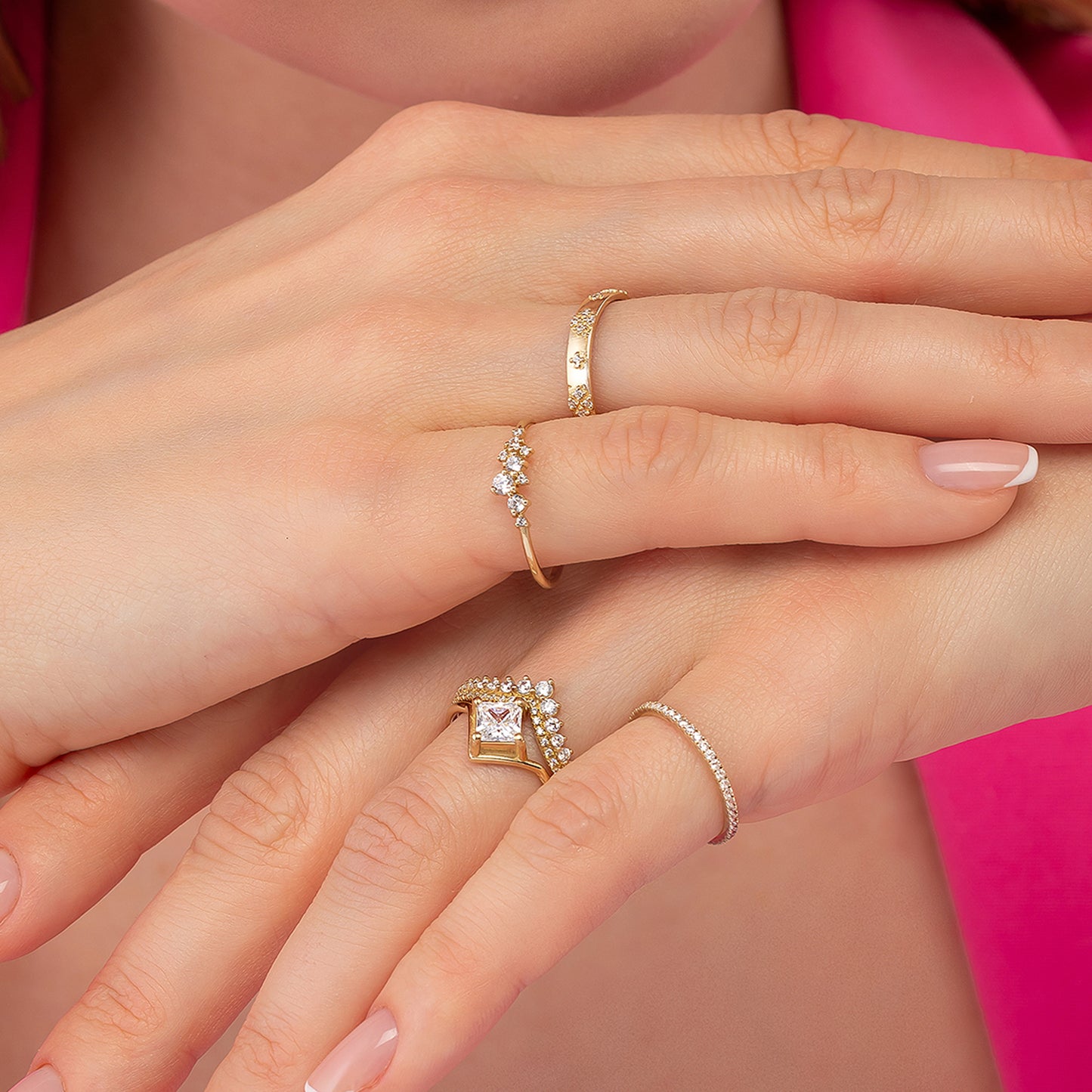 Dainty Cluster Solid Gold Ring