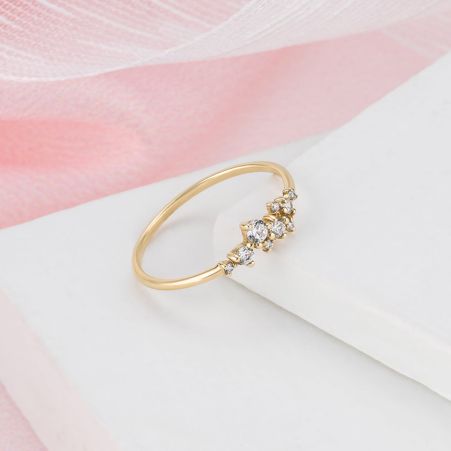 Dainty Cluster Solid Gold Ring