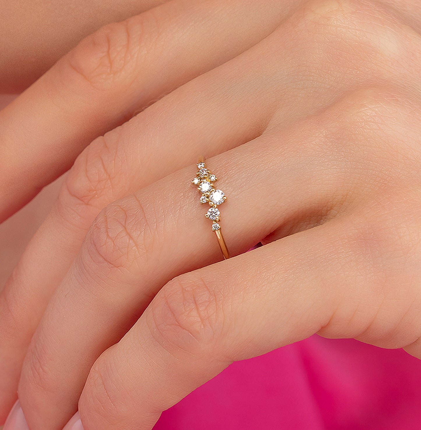 Dainty Cluster Solid Gold Ring