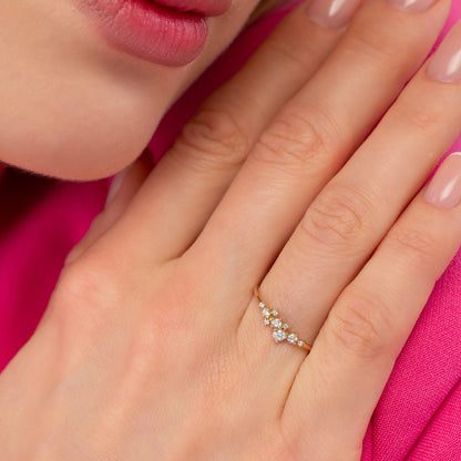 Dainty Cluster Solid Gold Ring