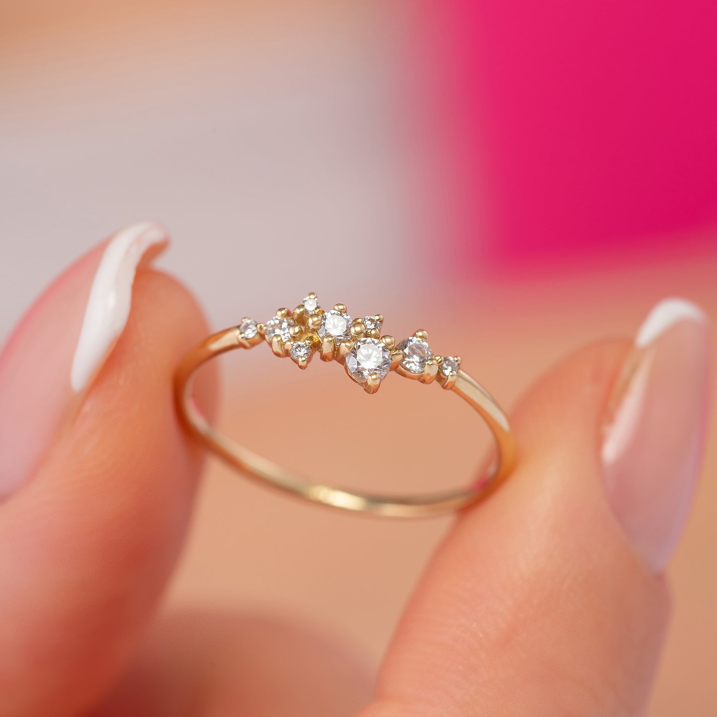 Dainty Cluster Solid Gold Ring