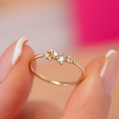 Dainty Cluster Solid Gold Ring