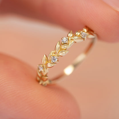 Birthstone Floral Stacking Band