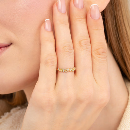 Birthstone Floral Stacking Band