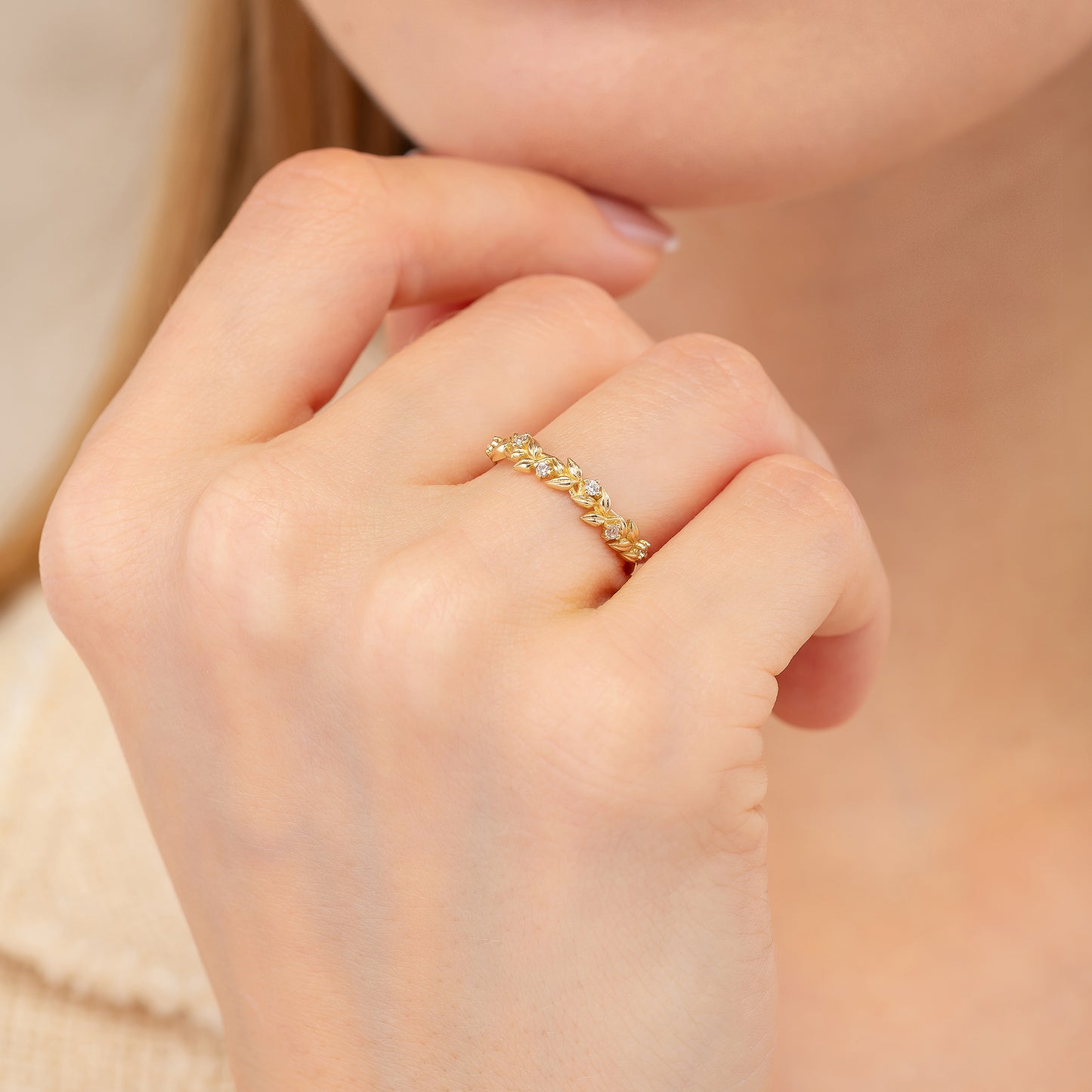 Birthstone Floral Stacking Band