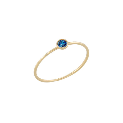 Tiny Bazel Solid Gold Single Birthstone Ring