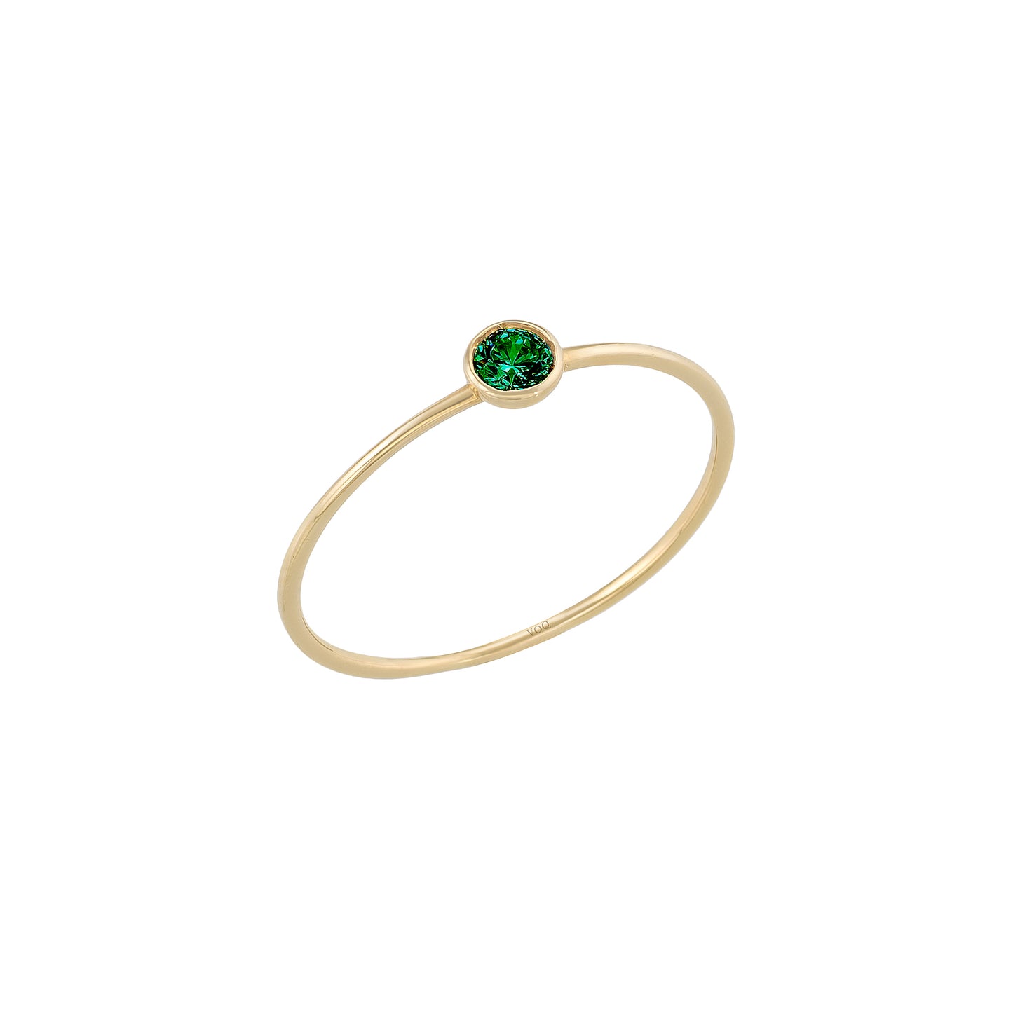Tiny Bazel Solid Gold Single Birthstone Ring