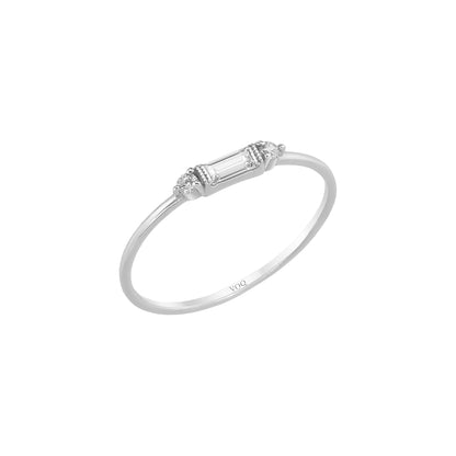 Emerald Baguette Birthstone Solid Gold Dainty Stacking Band