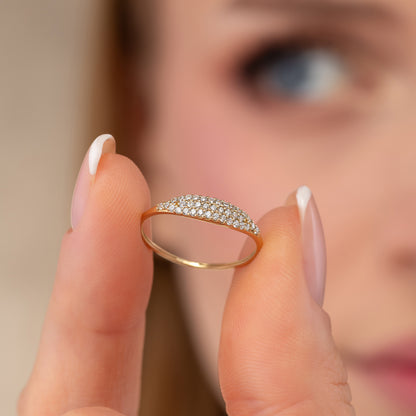 Pave Signet Solid Gold Dome Ring