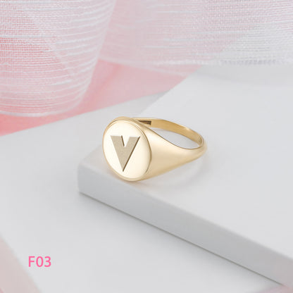 Circle 13mm Signet Engraved Flat Top Disc Band