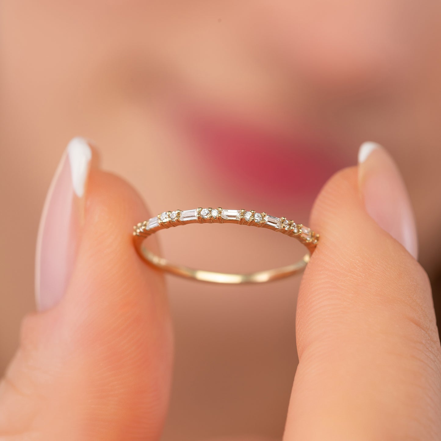 Baguette Half Eternity Birthstone Wedding Band