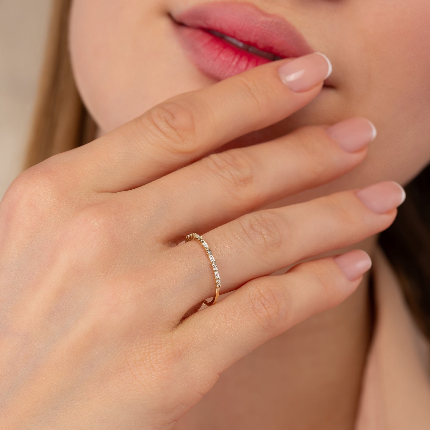 Baguette Half Eternity Birthstone Wedding Band