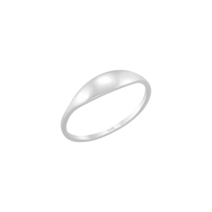 Signet Dome Minimalist Engraved Solid Gold Band