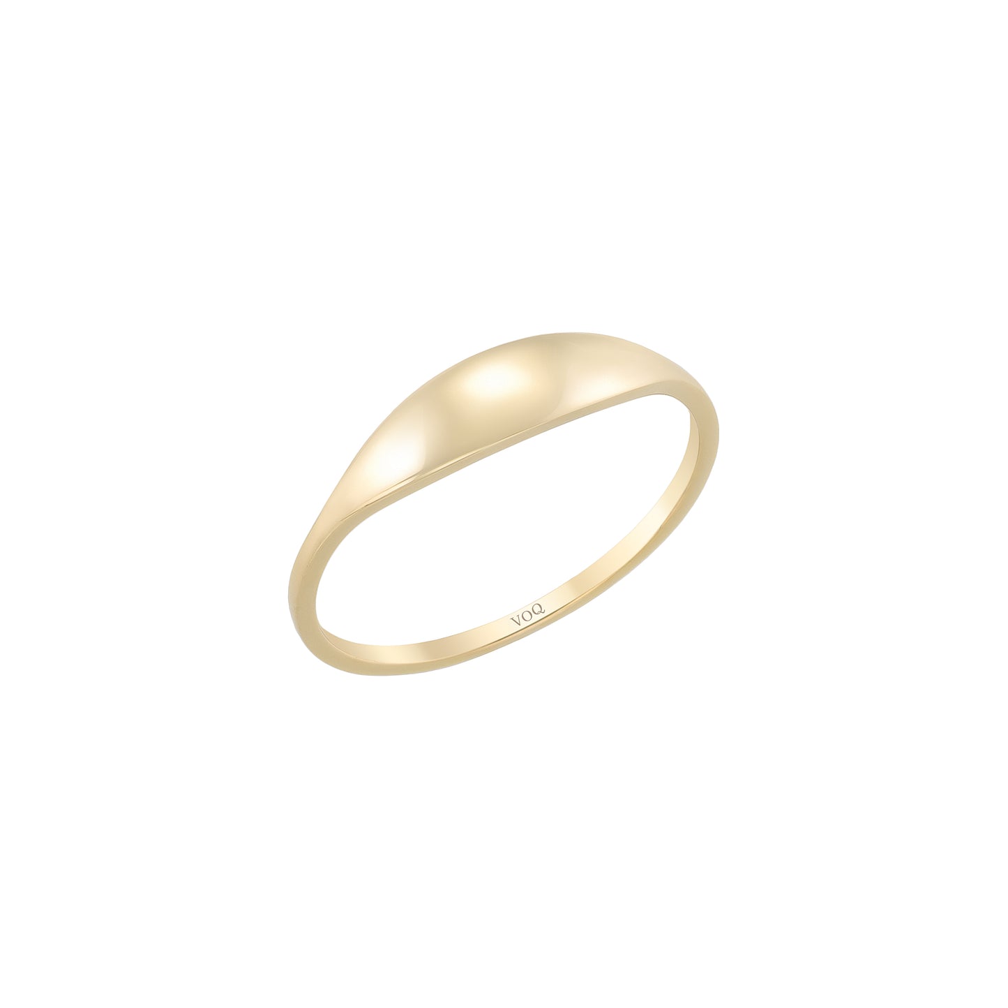 Signet Dome Minimalist Engraved Solid Gold Band