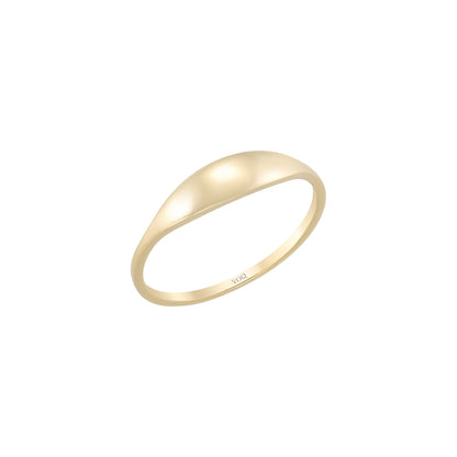 Signet Dome Minimalist Engraved Solid Gold Band