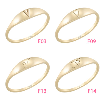 Signet Dome Minimalist Engraved Solid Gold Band