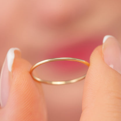 Thin 1mm 14k Solid Gold Wedding Band