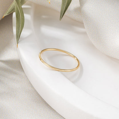 Thin 1mm 14k Solid Gold Wedding Band