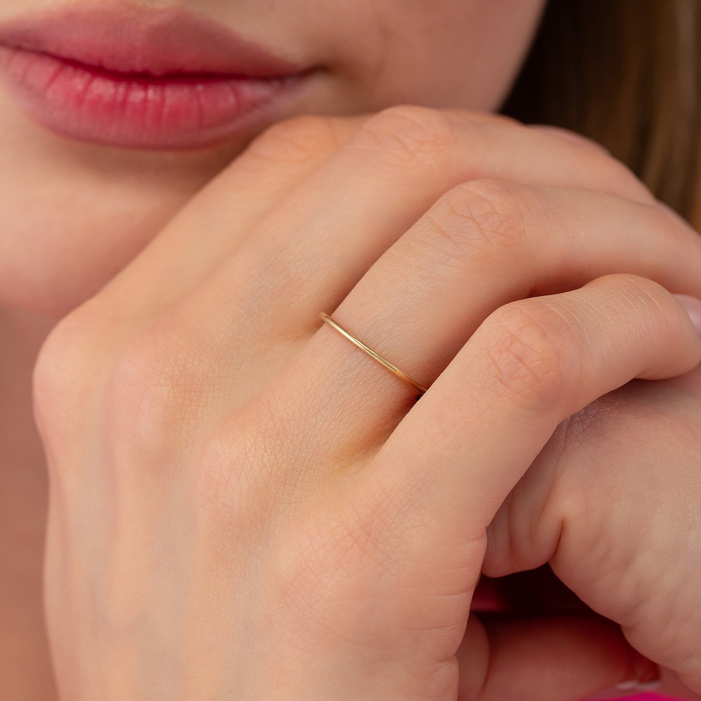 Thin 1mm 14k Solid Gold Wedding Band