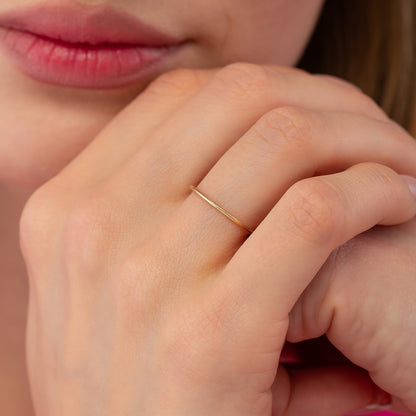 Thin 1mm 14k Solid Gold Wedding Band