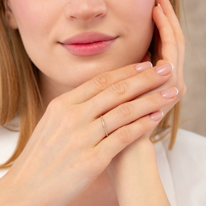 Diamond Beaded Solid Gold Ring