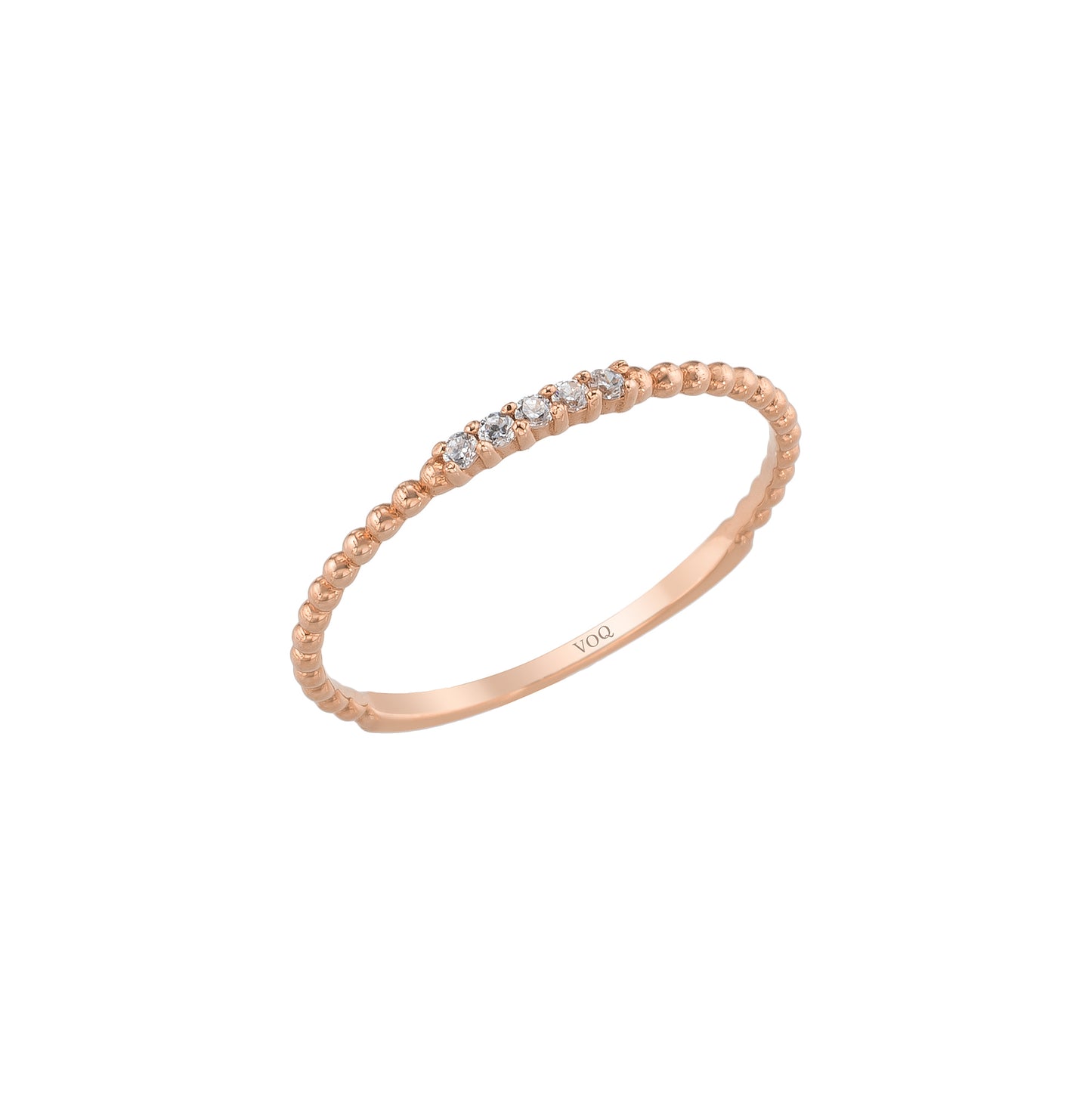 Diamond Beaded Solid Gold Ring