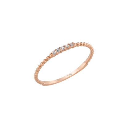 Diamond Beaded Solid Gold Ring