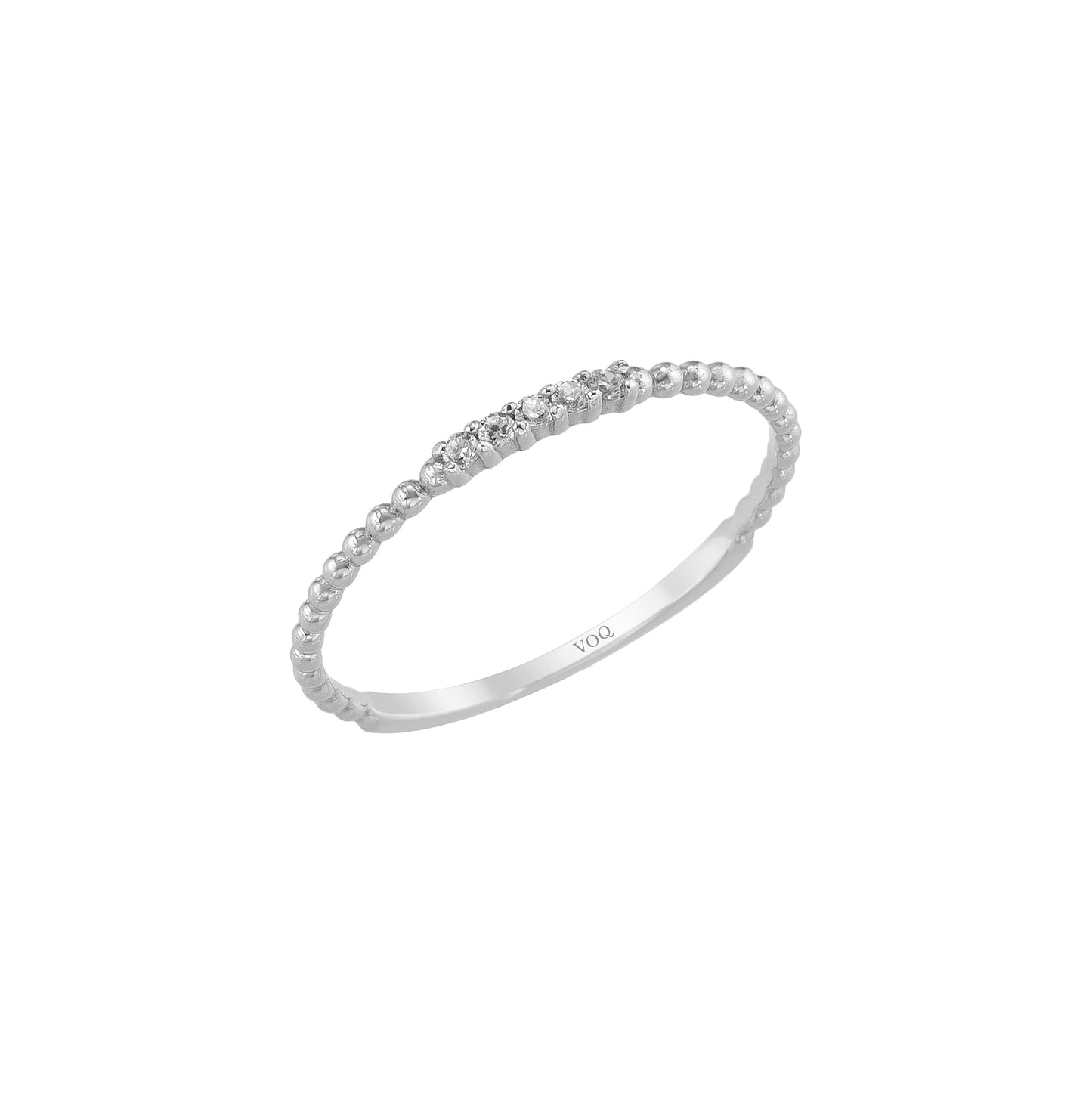 Diamond Beaded Solid Gold Ring