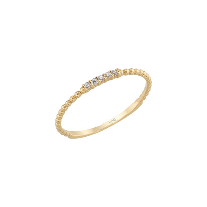 Diamond Beaded Solid Gold Ring