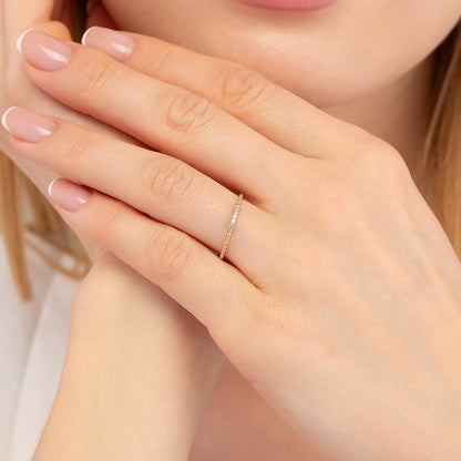 Diamond Beaded Solid Gold Ring