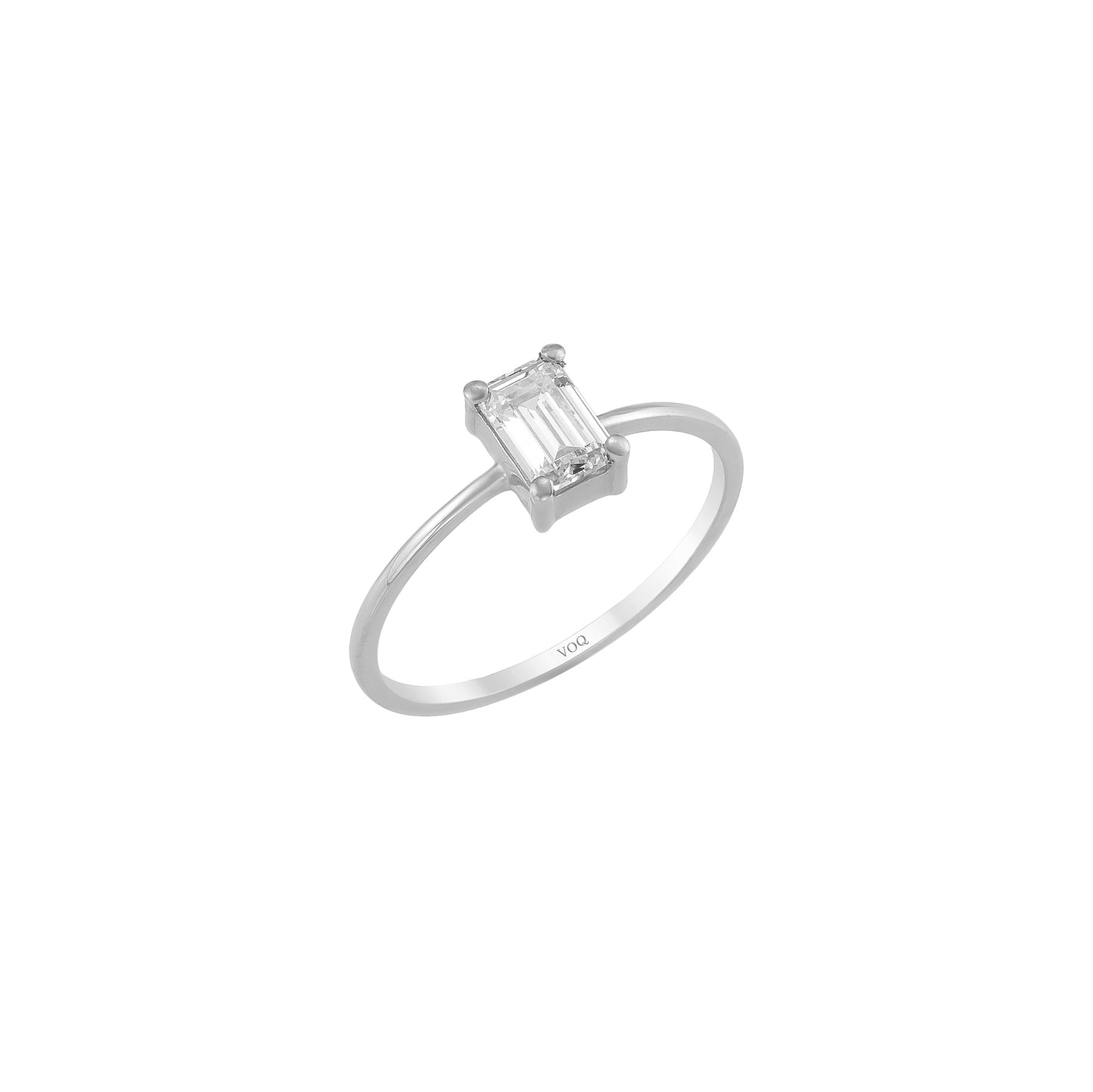 Emerald Cut Solitaire Solid Gold Engagement Ring