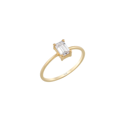 Emerald Cut Solitaire Solid Gold Engagement Ring