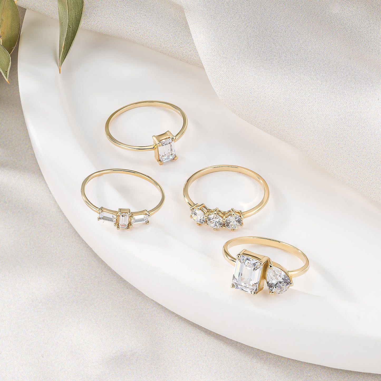 Emerald Cut Solitaire Solid Gold Engagement Ring