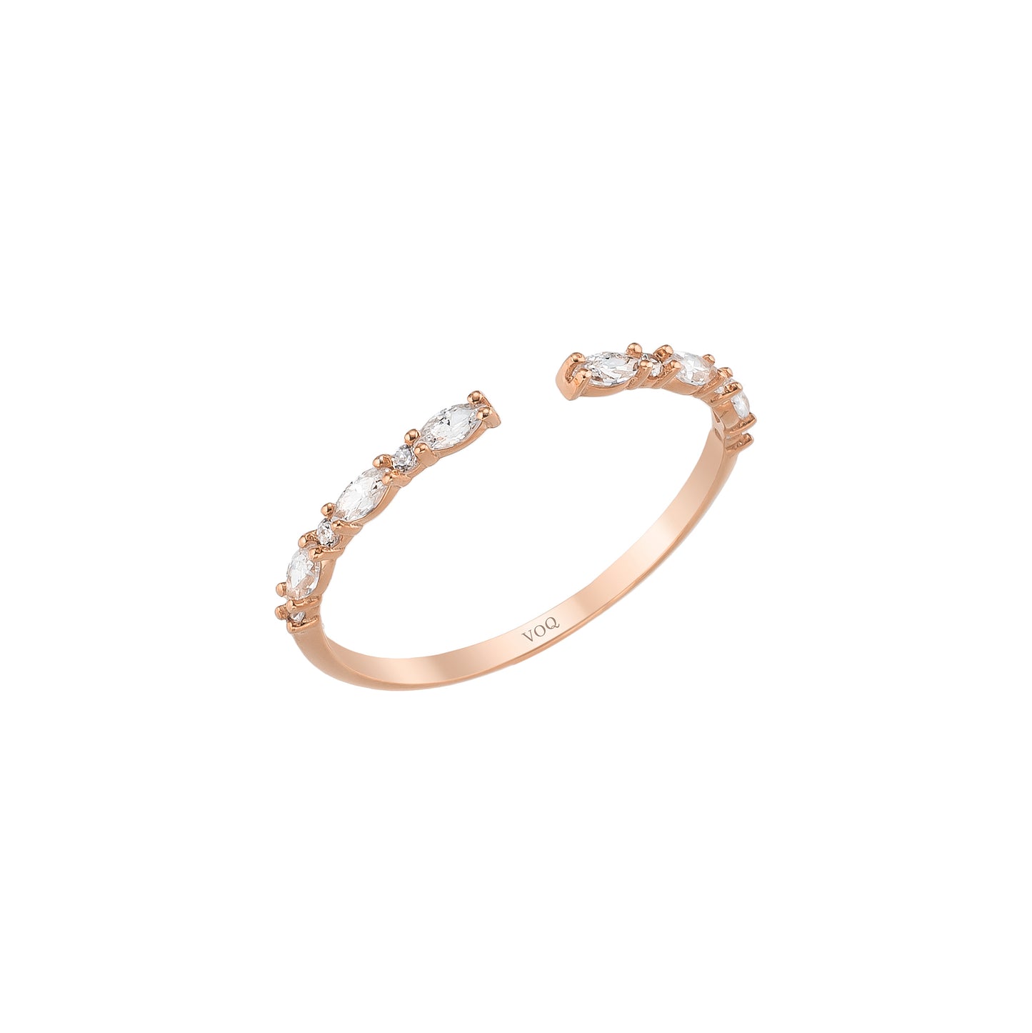 A gold ring with a row of small diamonds set in it.
